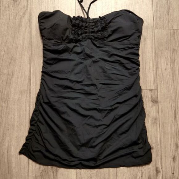 Vintage Halter Style Swimsuit Dress Black Size L - Picture 1 of 10